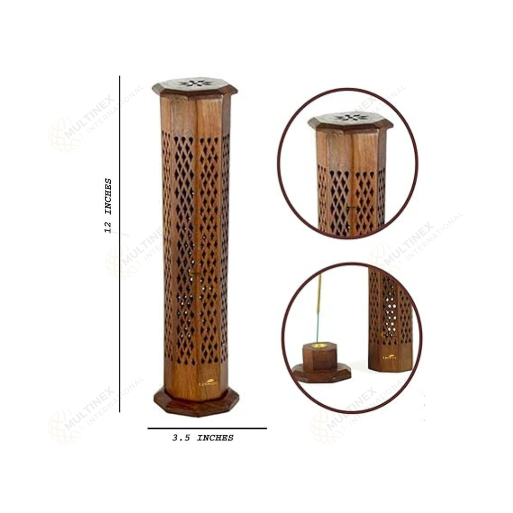 Wooden Incense Holder (Hex Tower)