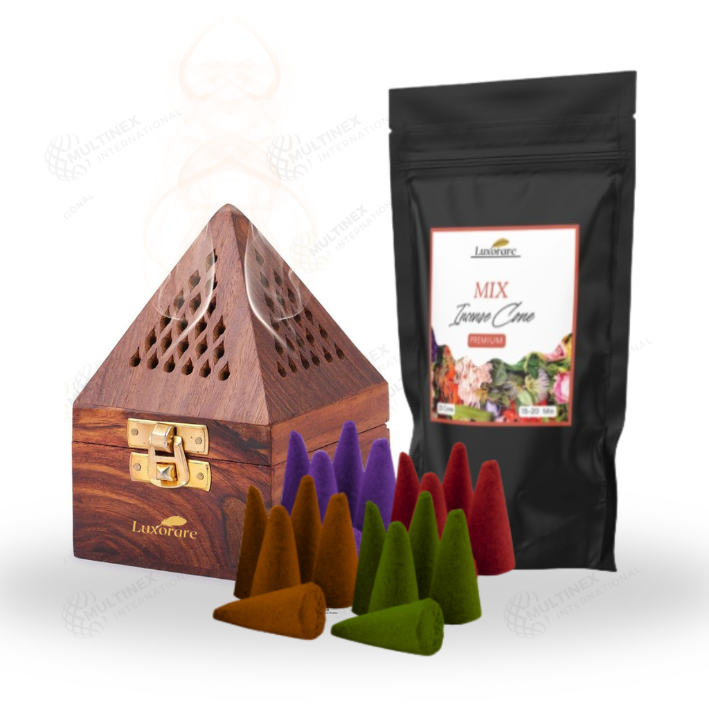 Incense Cones with Pyramid Holder (Mix Fragrance)
