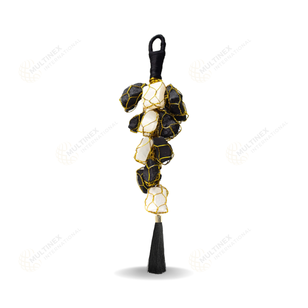 Selenite & Black Tourmaline Crystal Hanging