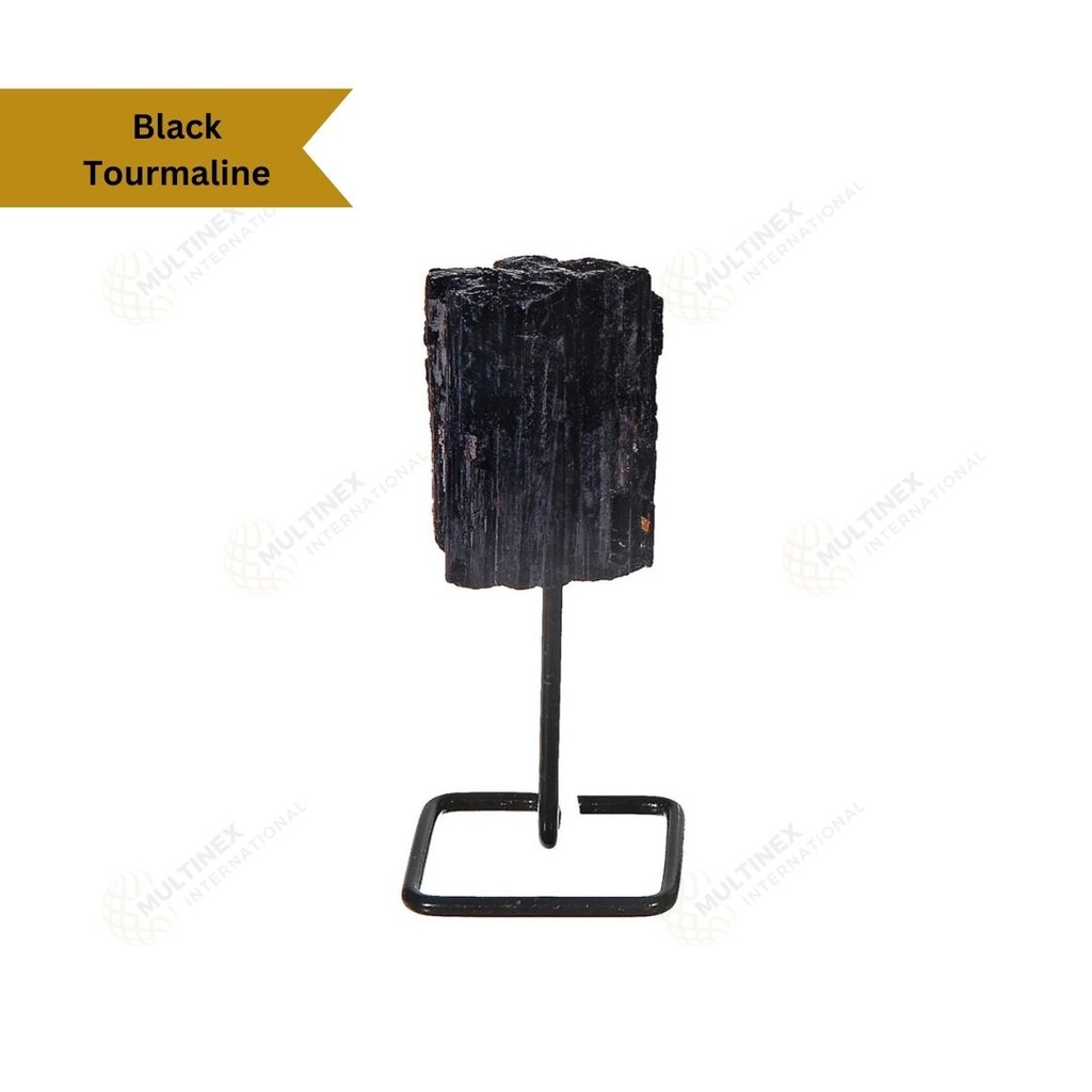 Black Tourmaline Raw Stone on Stand