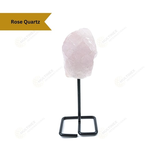 Rose Quartz Raw Stone on Stand